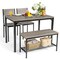 4Pcs Dining Table Set Rustic Desk 2 Chairs And Bench W/ Storage Rack